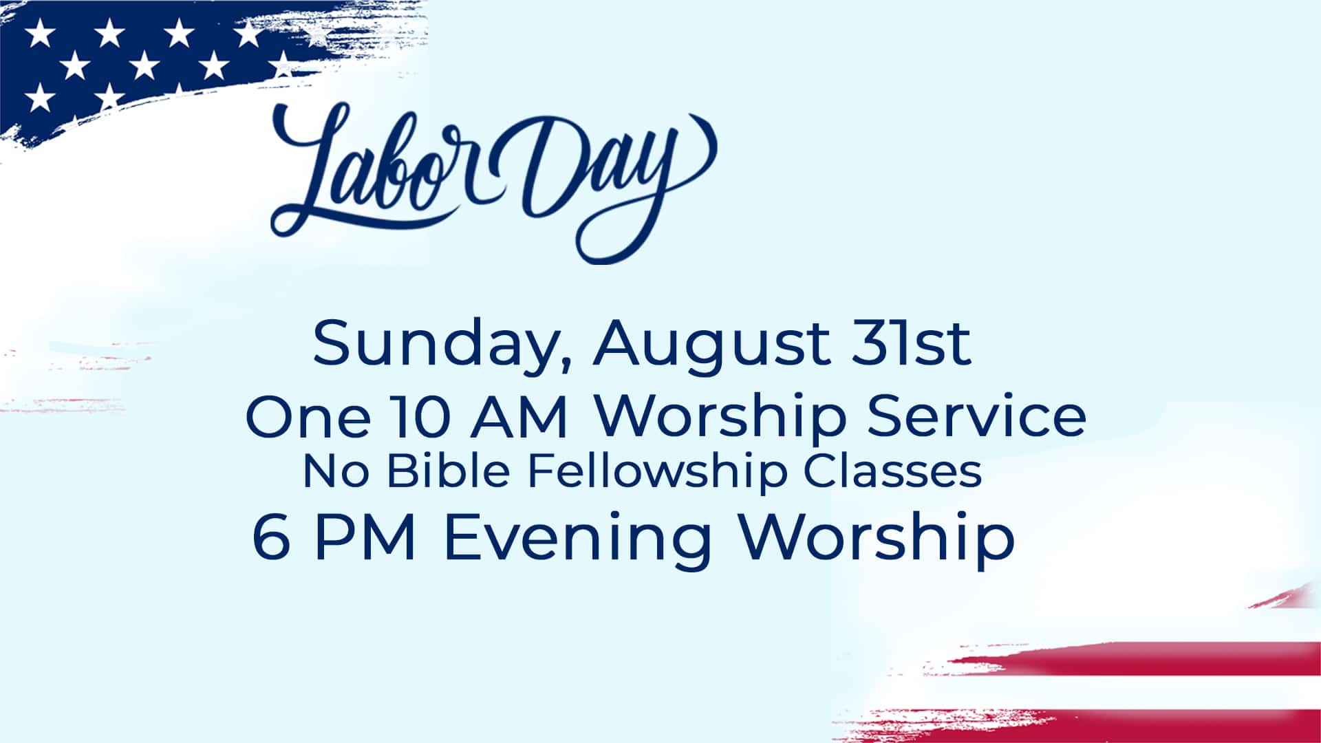 Labor Day with service times